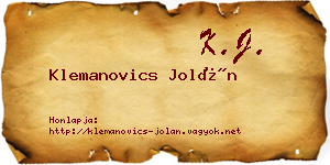 Klemanovics Jolán névjegykártya