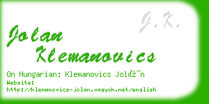 jolan klemanovics business card